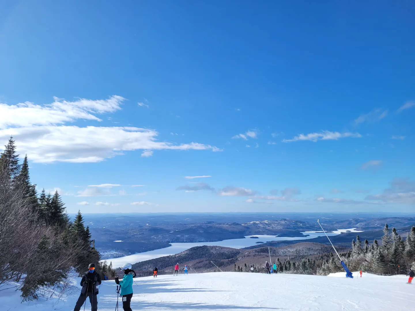 A view of a winter mountain range taken from Mont Tremblant