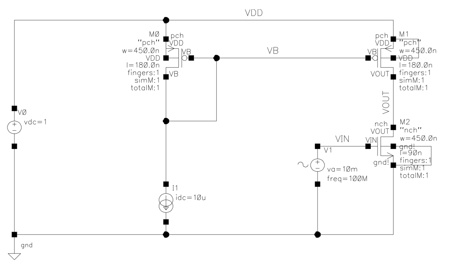 Schematic for the Common-source Amplifier
