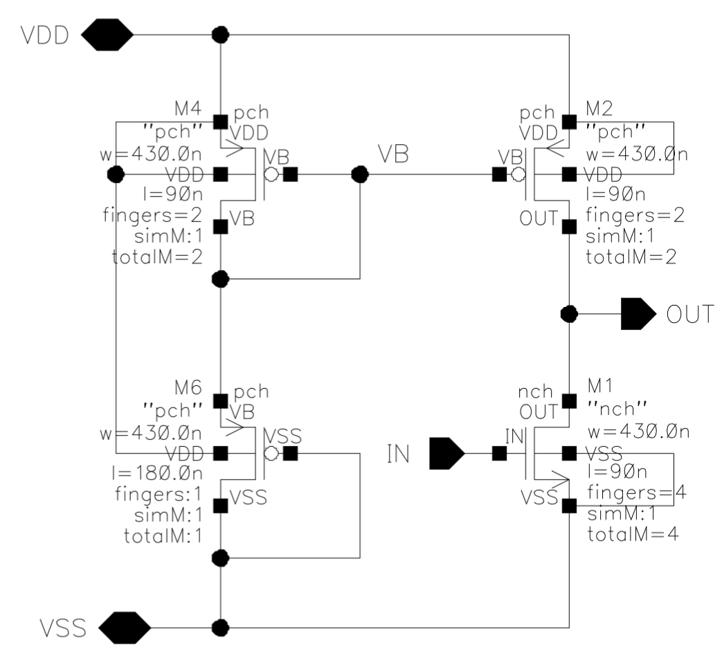 Schematic of the Common-source amplifier.