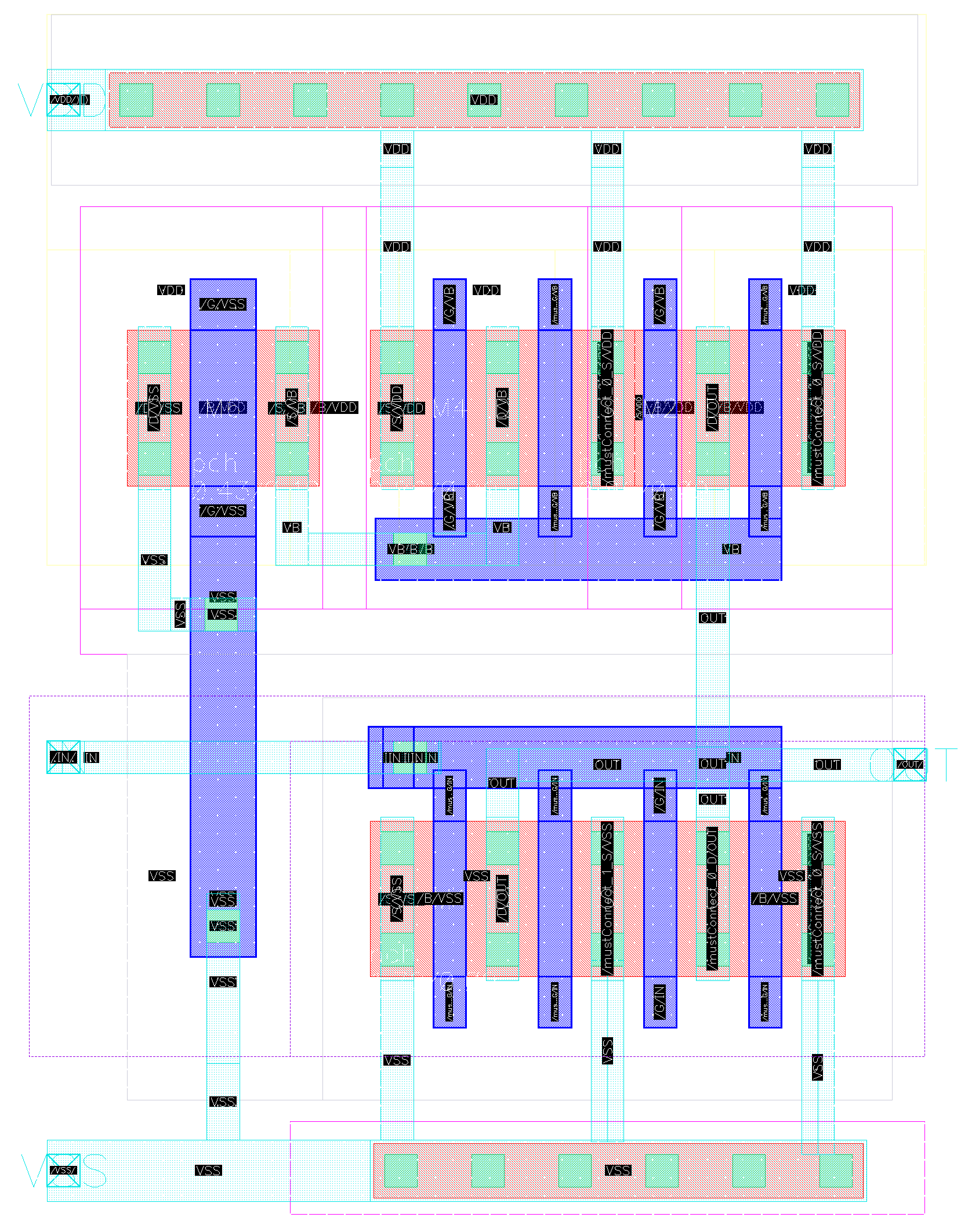 The final layout of the Common-source Amplifier.